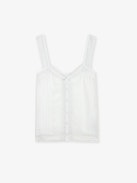 Celite Camisole - Lingerie-inspired camisole in tomboy cotton with button fastening and lace straps.