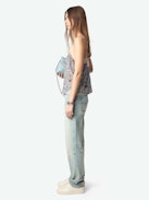 Cyoko Camisole - Lingerie-inspired camisole in printed viscose with buttoned neckline, adjustable straps and exclusive French lace.