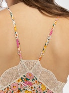 Christy Camisole - Camisole in summer land printed viscose crepe, adjustable straps, French lace and embroidered wings at the back.