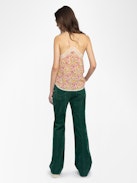 Christy Camisole - Camisole in summer land printed viscose crepe, adjustable straps, French lace and embroidered wings at the back.