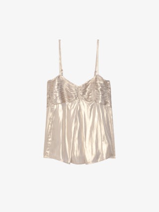 Camisole Cippie Satin - Camisole in gold satin with adjustable straps and a pleated bustier.