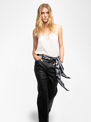 Christy Silk Camisole - Women's silk camisole with lace trim.