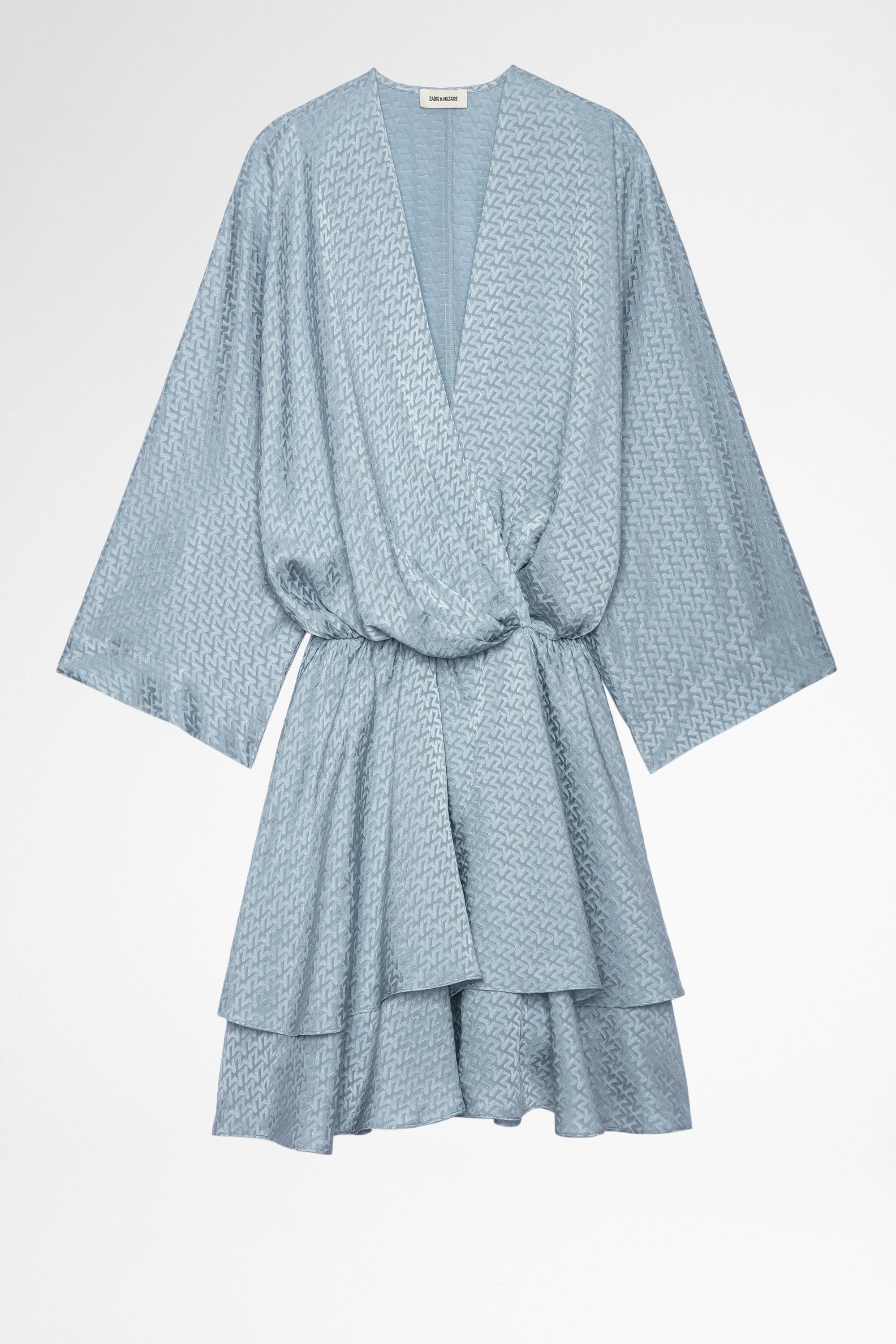 Hailey シルクドレス ZV silk jacquard dress in sky-blue