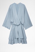 Hailey Dress Silk - ZV silk jacquard dress in sky-blue