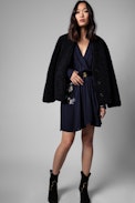 Remember Rhinestone Dress - Women's short dress in navy blue with rhinestones. Made with fibers from sustainably managed forests.