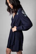 Remember Rhinestone Dress - Women's short dress in navy blue with rhinestones. Made with fibers from sustainably managed forests.