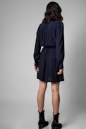 Remember Rhinestone Dress - Women's short dress in navy blue with rhinestones. Made with fibers from sustainably managed forests.