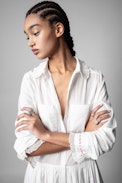 Vestido Ruthy - Vestido camisero blanco de algodón para mujer