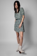 Betty Dress - Women’s floral print mini dress in green