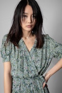 Betty Dress - Women’s floral print mini dress in green