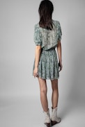 Betty Dress - Women’s floral print mini dress in green