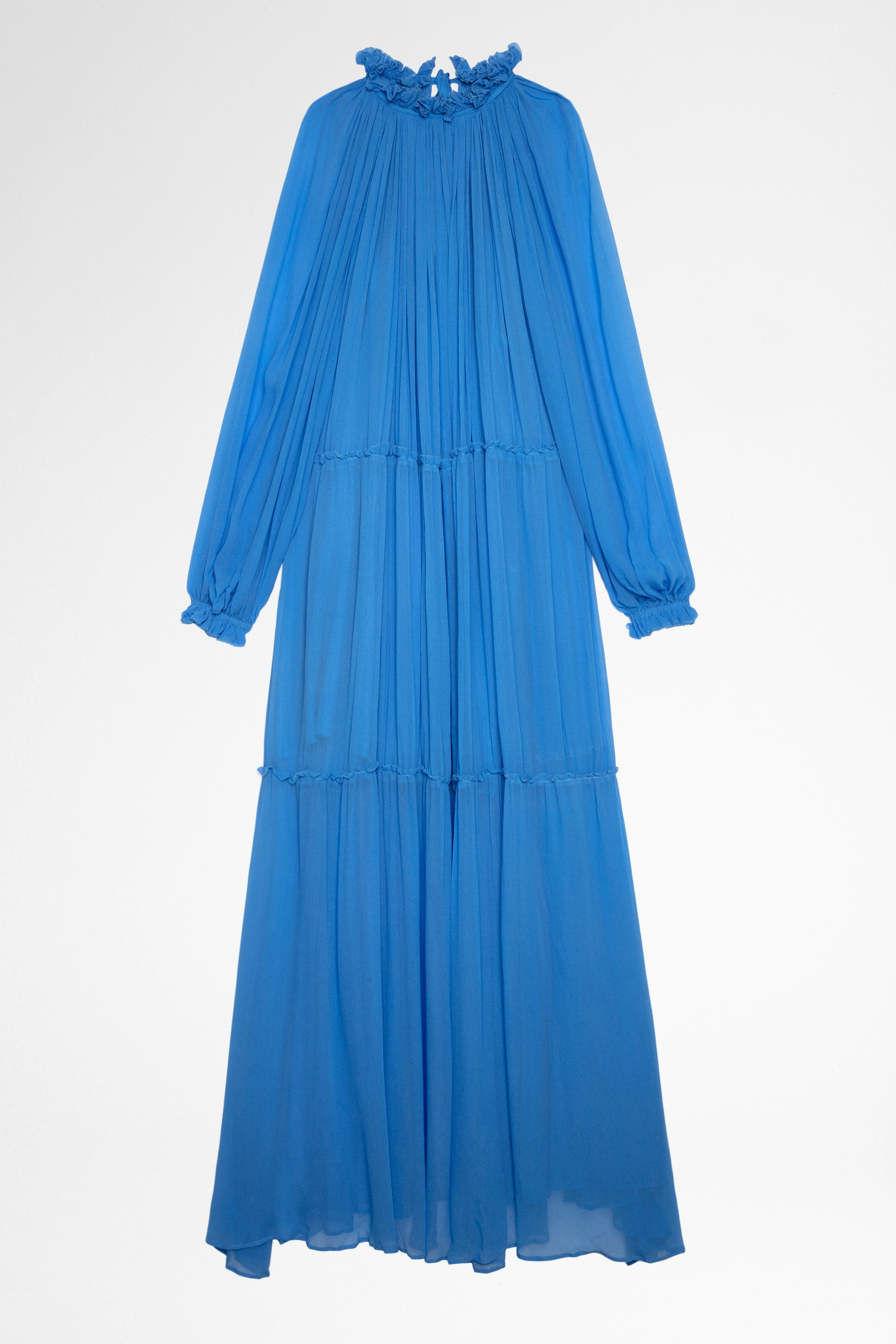 Kleid Razzia Langes Kleid in Himmelblau mit langen Ärmeln