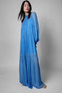 Vestido Razzia - Vestido azul cielo largo de manga larga para mujer