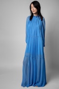 Vestido Razzia - Vestido azul cielo largo de manga larga para mujer