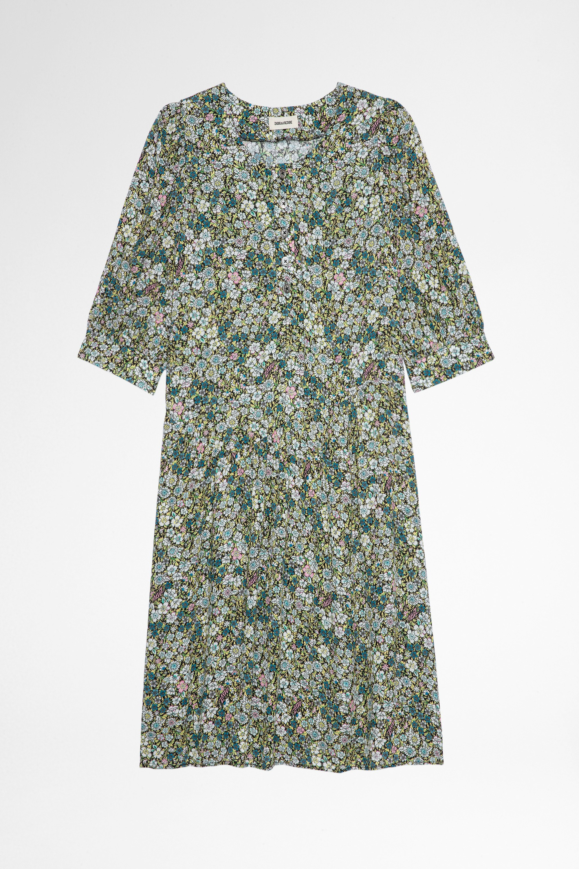 Kleid Risla Grünes Kleid mit Blumen-Print