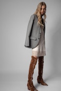 Abito Calissa Strass Seta - Abito corto in seta beige con ricami e decorazioni di cristalli, donna
