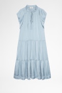 Vestido de satén Rito - Vestido azul cielo de satén para mujer