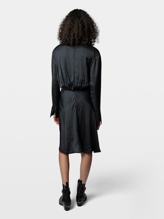 Rozo Satin Dress - Short satin dress, tied and draped.