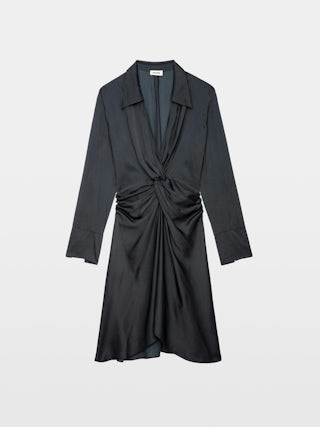 Rozo Satin Dress - Short satin dress, tied and draped.