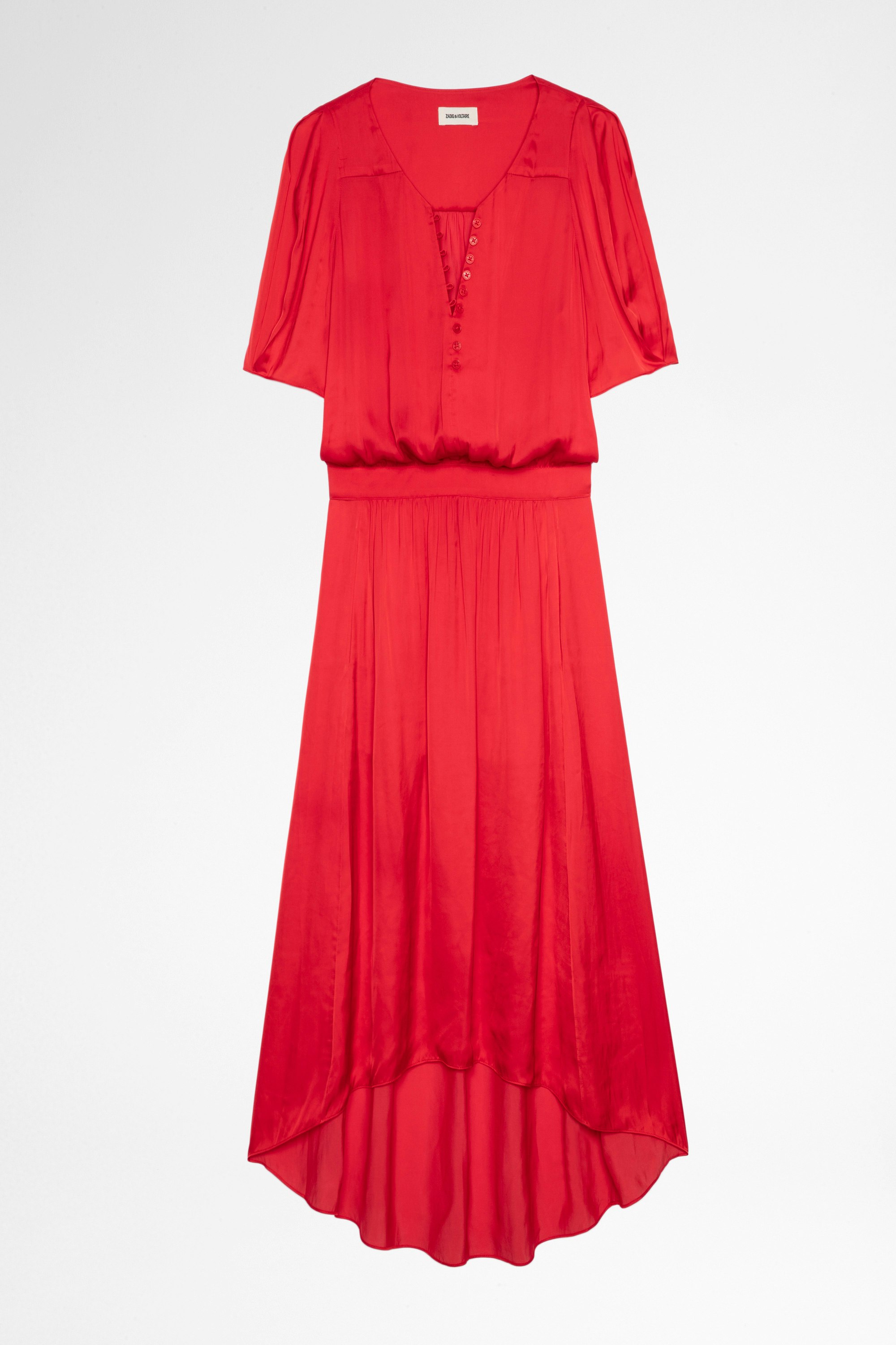 Kleid Ridge Satin Rotes, asymmetrisches Kleid aus Satin