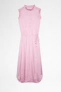 Robe Raos Satin - Robe satinée rose pâle Femme