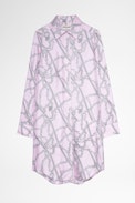 Rais Dress Silk - Women's pink shirt dress with chain pattern