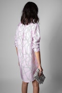Rais Dress Silk - Women's pink shirt dress with chain pattern