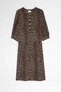 Risla Leopard Dress - Women's short khaki leopard print dress. Made with fibers from sustainably managed forests.