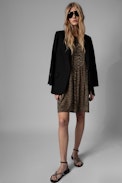 Risla Leopard Dress - Women's short khaki leopard print dress. Made with fibers from sustainably managed forests.