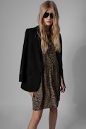Risla Leopard Dress - Women's short khaki leopard print dress. Made with fibers from sustainably managed forests.