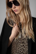Risla Leopard Dress - Women's short khaki leopard print dress. Made with fibers from sustainably managed forests.