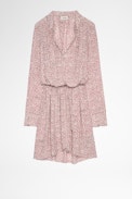 Robe Rinka - Robe en soie beige à imprimé cœurs Femme. Fait avec des fibres issues de forêts gérées durablement