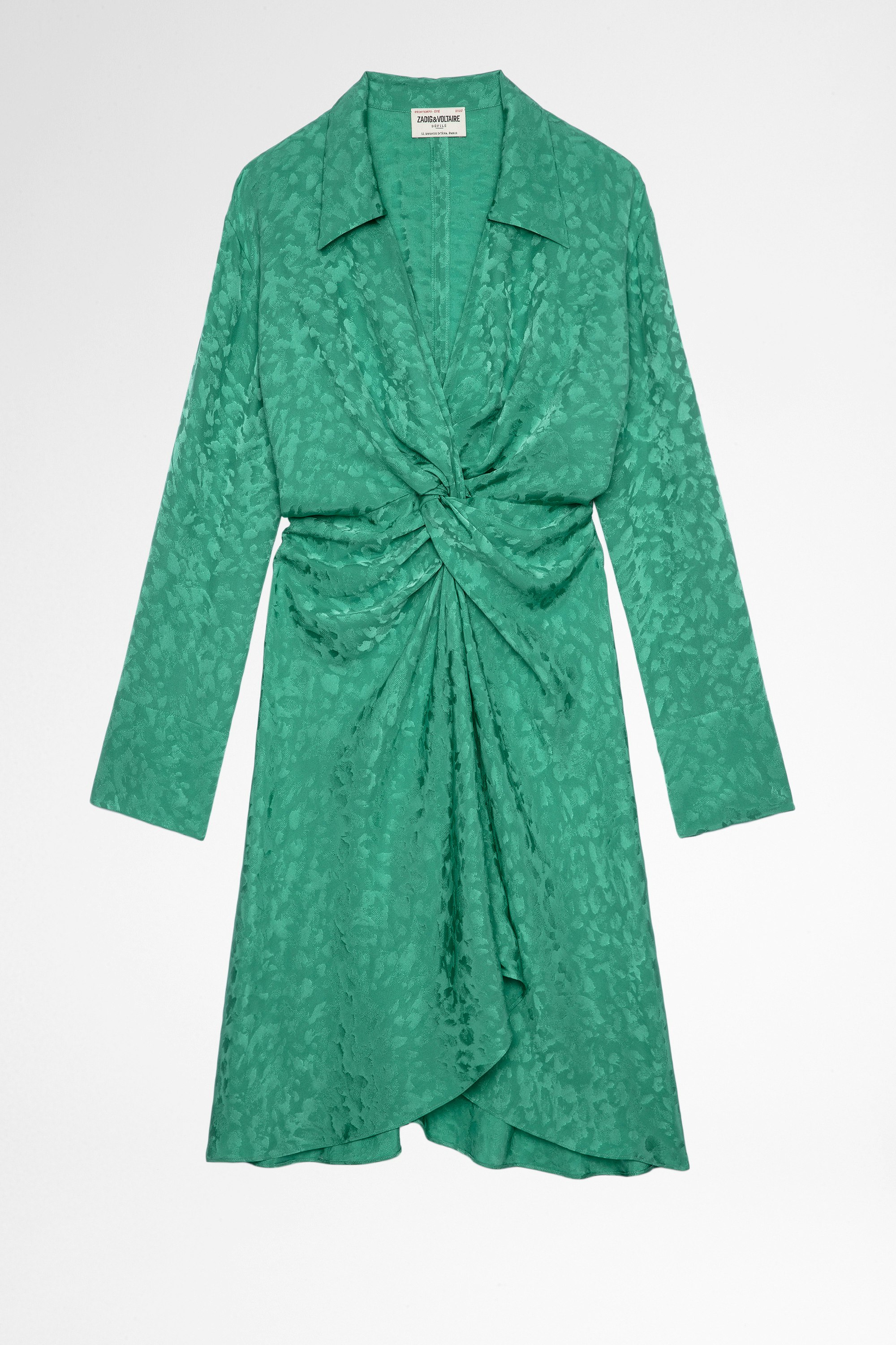Rozo Silk Dress Women's draped dress in leopard print silk jacquard