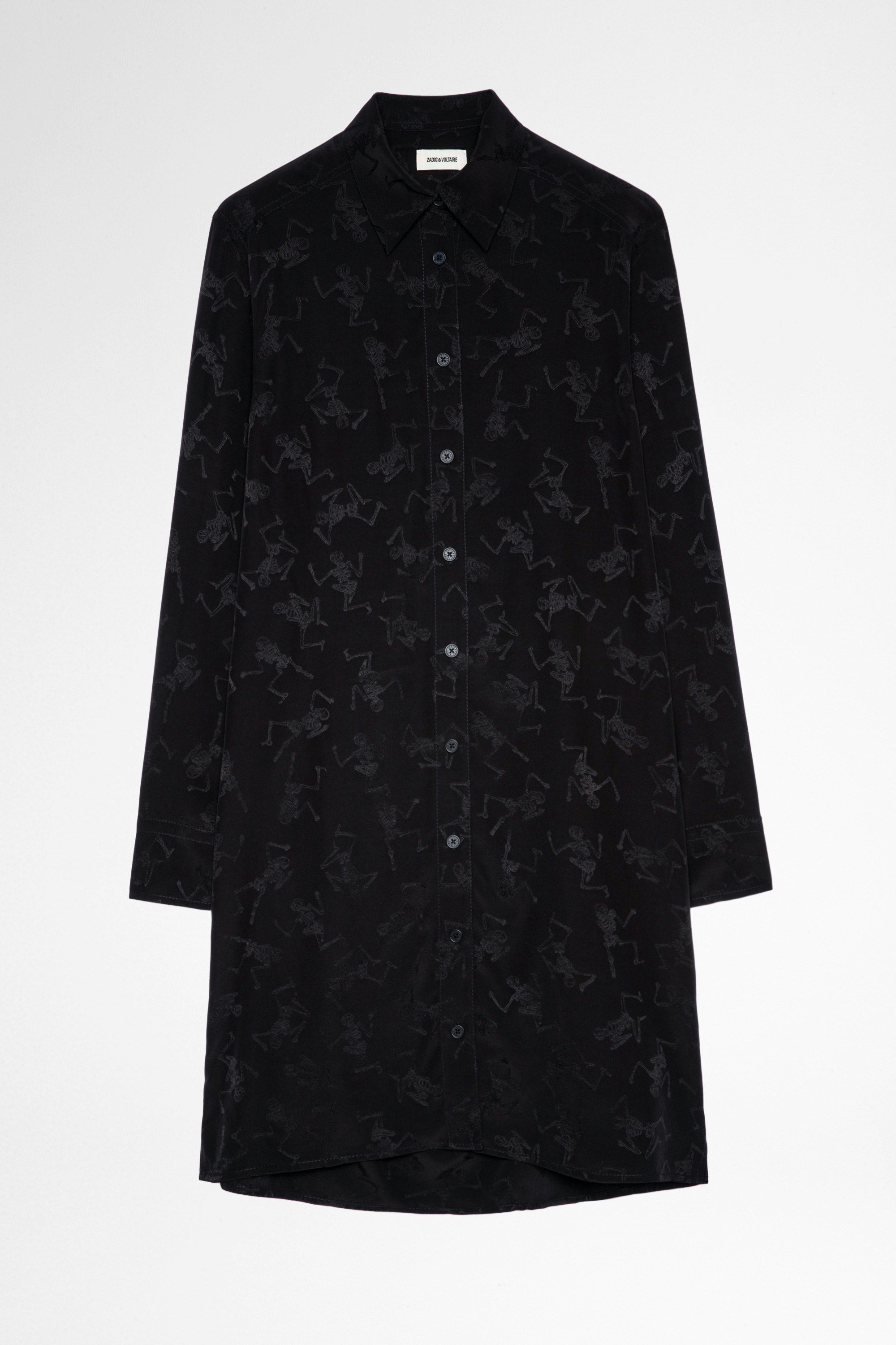 Rais Dress Silk Women's black shirt dress with jacquard skeleton