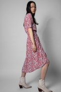 Robe Rima - Robe rouge imprimé fleuri femme