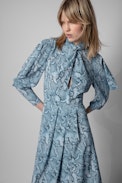 Roy Silk Dress - Women's asymmetrical dress in silk with snake print