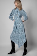Roy Silk Dress - Women's asymmetrical dress in silk with snake print