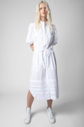 Vestido Ryana Pop - Vestido midi de mujer de algodón blanco