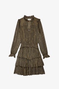 Rulie Chiffon ZV Dress - Women’s dress with ZV monogram and metallic details
