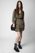 Rulie Chiffon ZV Dress - Women’s dress with ZV monogram and metallic details