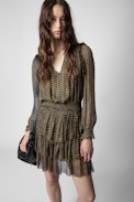 Rulie Chiffon ZV Dress - Women’s dress with ZV monogram and metallic details