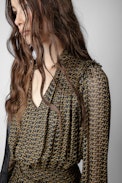 Rulie Chiffon ZV Dress - Women’s dress with ZV monogram and metallic details