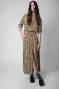 Vestido con estampado de tigre Radial - Vestido de manga larga con estampado de tigre para mujer