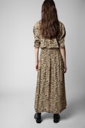 Vestido con estampado de tigre Radial - Vestido de manga larga con estampado de tigre para mujer