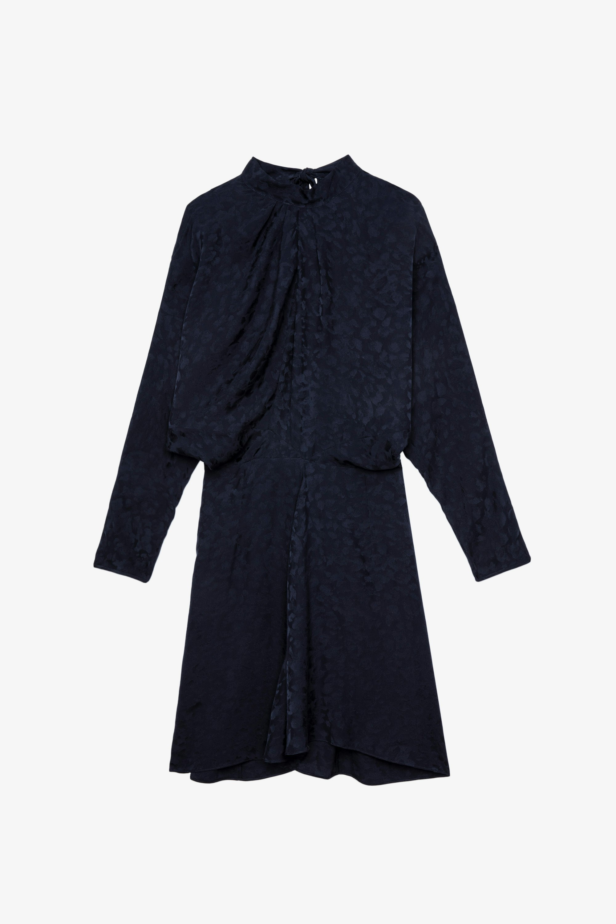 Ritas Jac Leo シルク ワンピース Women’s asymmetric mini dress in blue silk and leopard-print jacquard 