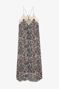Risty Dress - Women's long blue floral-print dress