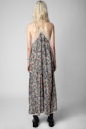 Risty Dress - Women's long blue floral-print dress