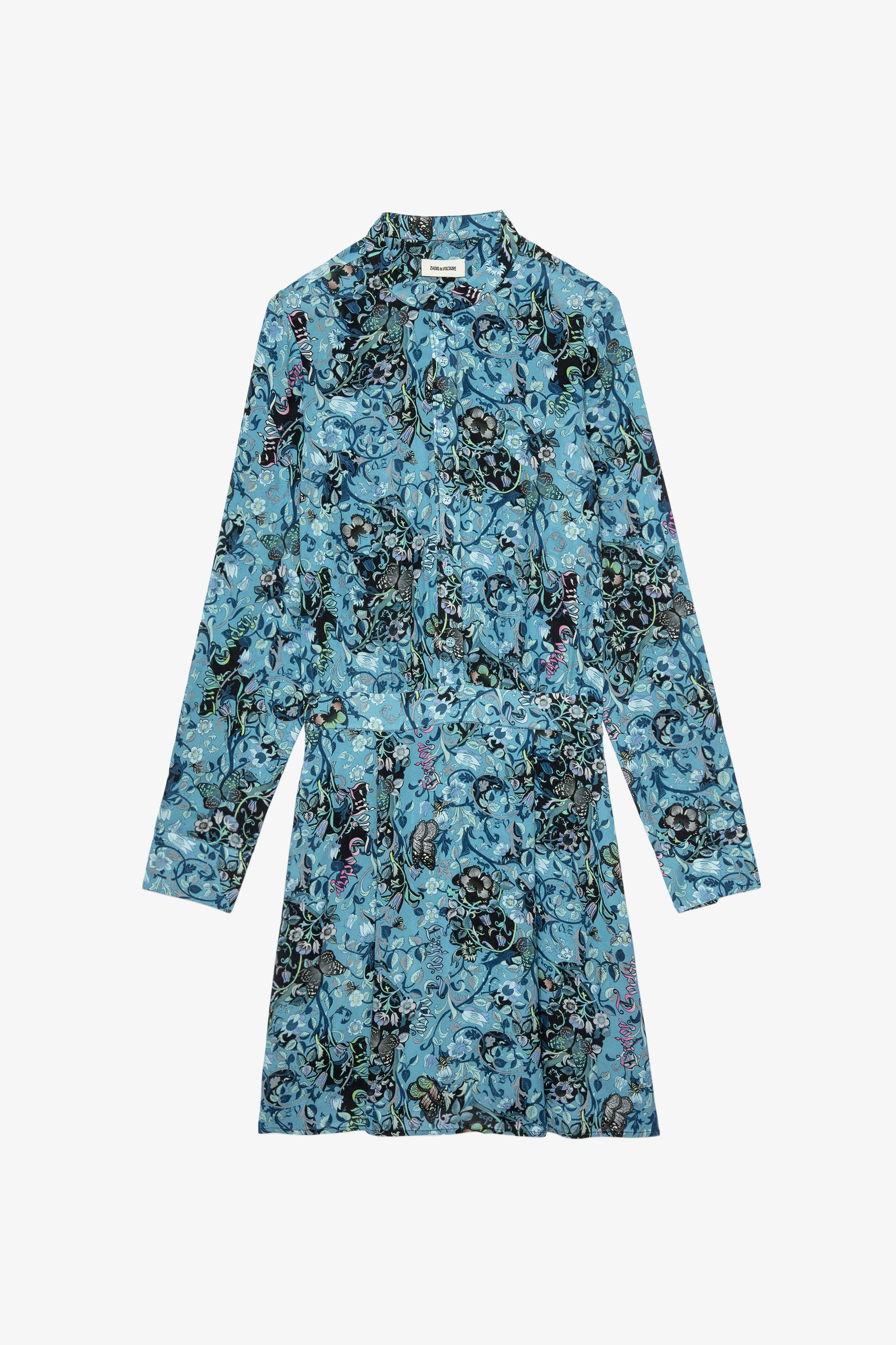 Robe Refla Bohemian Robe courte bleue satinée à imprimé fleuri 