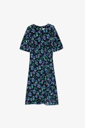 Rixe Silk Dress - Women’s short black silk dress with a floral print