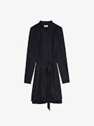 Ritchin Satin Dress - Women’s short black satin dress with gathers.